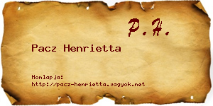 Pacz Henrietta névjegykártya